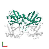 Ubiquitin in PDB entry 2o6v, assembly 1, front view.