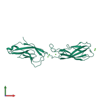 PDB entry 2o72 coloured by chain, front view.