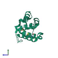 PDB entry 2o7a coloured by chain, side view.