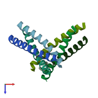 PDB entry 2o7h coloured by chain, top view.