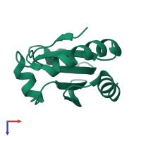 PDB entry 2o7k coloured by chain, top view.