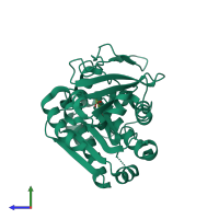 PDB entry 2o7r coloured by chain, side view.