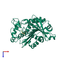 PDB entry 2o7r coloured by chain, top view.