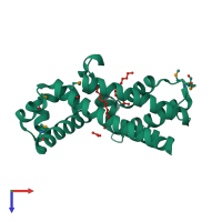 PDB entry 2o7t coloured by chain, top view.