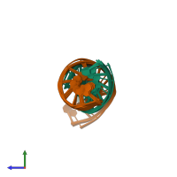 PDB entry 2o7y coloured by chain, ensemble of 11 models, side view.