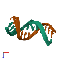 PDB entry 2o82 coloured by chain, ensemble of 11 models, top view.
