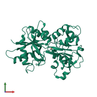 PDB entry 2o84 coloured by chain, front view.