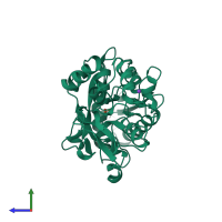 PDB entry 2o84 coloured by chain, side view.