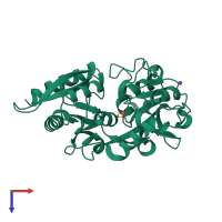 PDB entry 2o84 coloured by chain, top view.