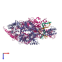 PDB entry 2o8e coloured by chain, top view.