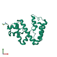 PDB entry 2o8i coloured by chain, front view.