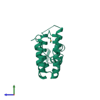 PDB entry 2o8i coloured by chain, side view.