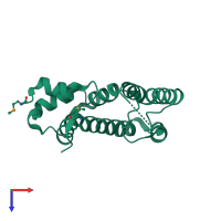 PDB entry 2o8i coloured by chain, top view.