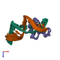 PDB entry 2o8k coloured by chain, ensemble of 20 models, top view.