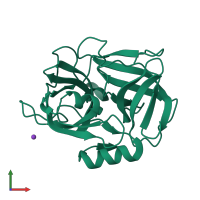 PDB entry 2o8l coloured by chain, front view.