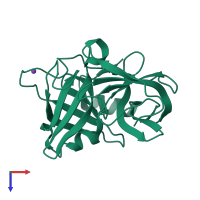 PDB entry 2o8l coloured by chain, top view.