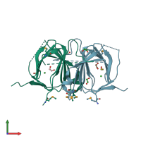 PDB entry 2o8q coloured by chain, front view.