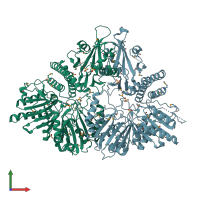 PDB entry 2o8r coloured by chain, front view.