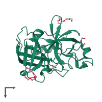 PDB entry 2o8t coloured by chain, top view.