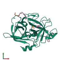 PDB entry 2o8u coloured by chain, front view.