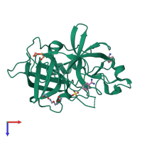 PDB entry 2o8u coloured by chain, top view.