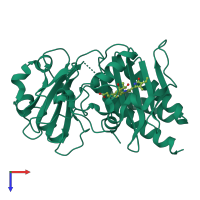 PDB entry 2o9b coloured by chain, top view.