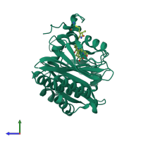 PDB entry 2o9c coloured by chain, side view.
