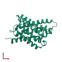 PDB entry 2o9e coloured by chain, front view.