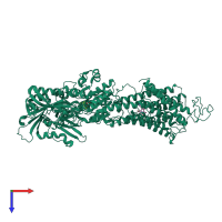 PDB entry 2o9j coloured by chain, top view.