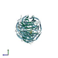 PDB entry 2o9k coloured by chain, side view.