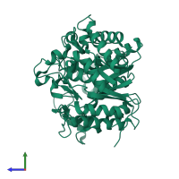 PDB entry 2o9p coloured by chain, side view.