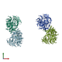 PDB entry 2oag coloured by chain, front view.