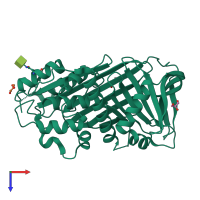 PDB entry 2oay coloured by chain, top view.