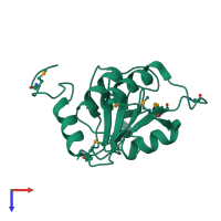 PDB entry 2ob5 coloured by chain, top view.