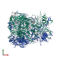 PDB entry 2obe coloured by chain, front view.