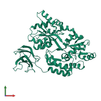 PDB entry 2obg coloured by chain, front view.