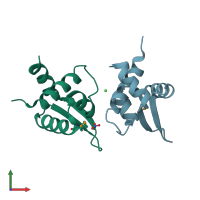 PDB entry 2obp coloured by chain, front view.