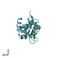 PDB entry 2obp coloured by chain, side view.