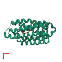 PDB entry 2oc5 coloured by chain, top view.