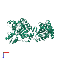 PDB entry 2oca coloured by chain, top view.