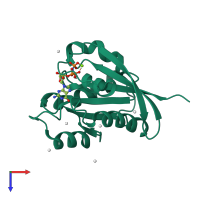 PDB entry 2ocb coloured by chain, top view.