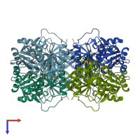 PDB entry 2ocd coloured by chain, top view.