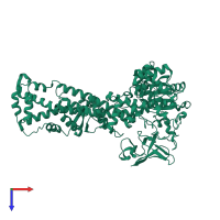 PDB entry 2oce coloured by chain, top view.