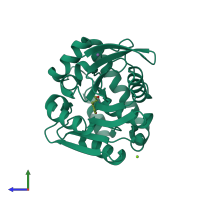 PDB entry 2oci coloured by chain, side view.
