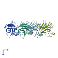 PDB entry 2ocj coloured by chain, top view.