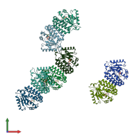 PDB entry 2ocp coloured by chain, front view.