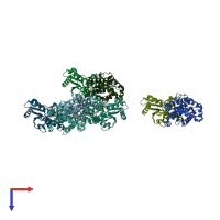 PDB entry 2ocp coloured by chain, top view.