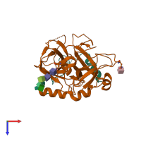 PDB entry 2ocv coloured by chain, top view.