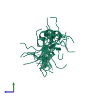 PDB entry 2od1 coloured by chain, ensemble of 31 models, side view.
