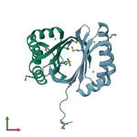 PDB entry 2od4 coloured by chain, front view.